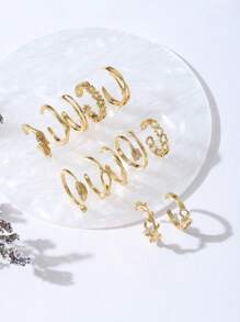 12 chiếc nhẫn phong cách ngày lễ mũi tên nút sao mặt trăng - Vàng - Xem 2