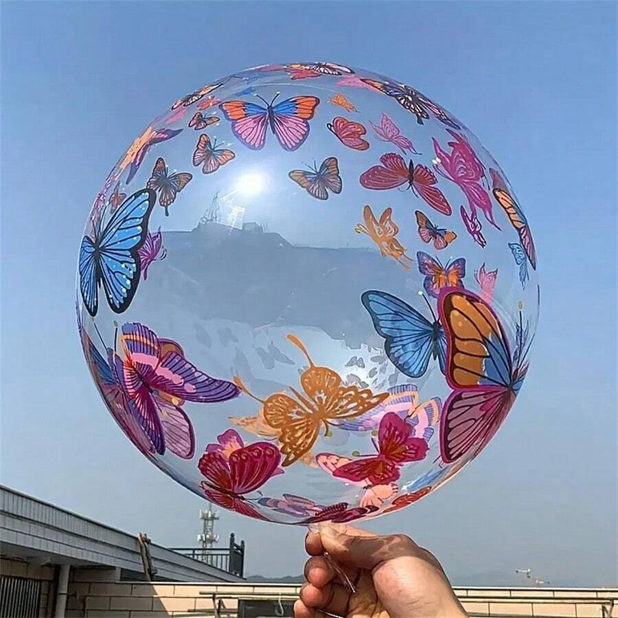 2 件/5 件/8 件蝴蝶印花泡泡气球，鲜艳的蝴蝶气球适合生日派对、周年纪念、婚礼、单身派对、蝴蝶主题派对装饰