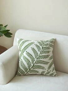 1 pièce/2 pièces Taie d'oreiller décorative à broderie de feuilles, décoration de maison pour le salon, l'intérieur de la voiture, convient pour le printemps, l'été, l'automne et l'hiver
