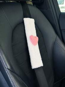 1pc Heart Decor Fuzzy Car Seat Belt Cover - Multicolor - View 6