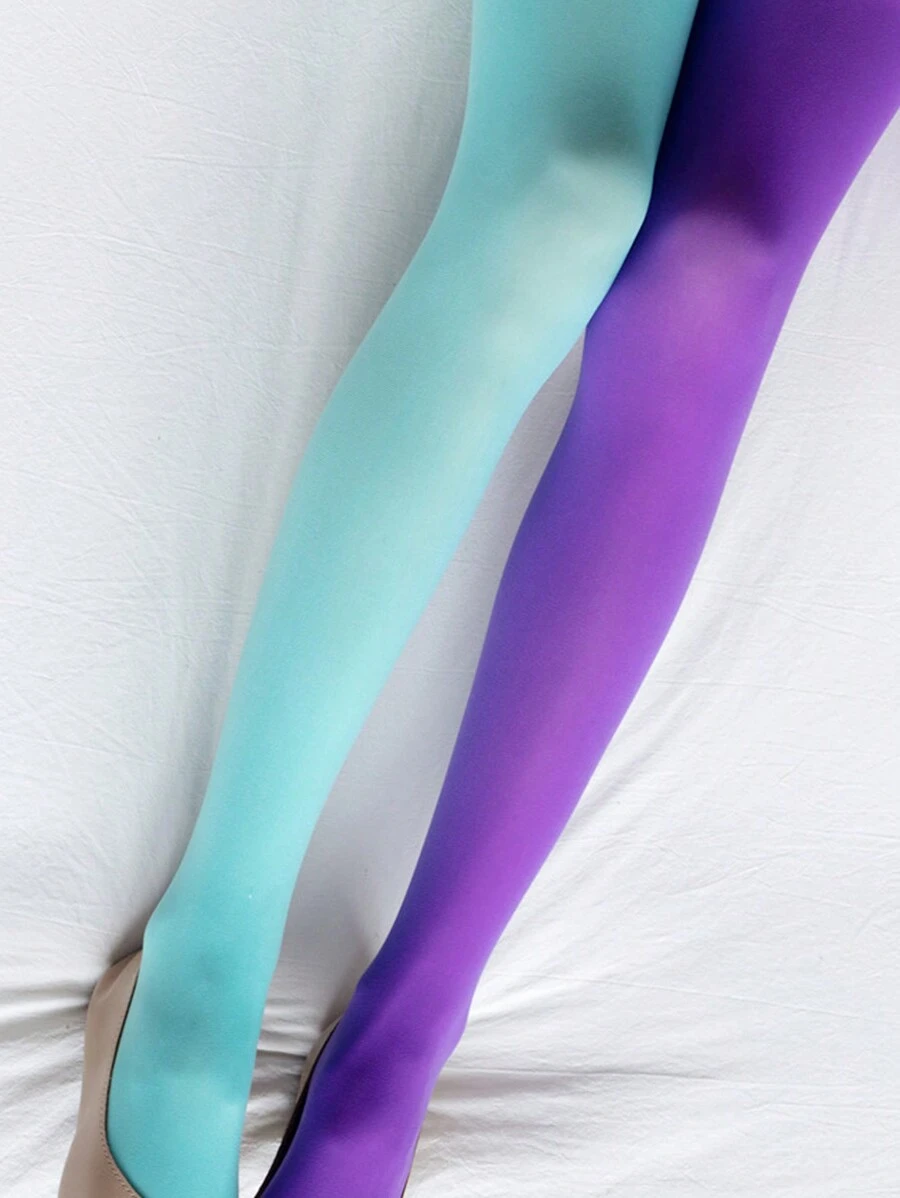 1 件装双色连裤袜女士塑身腿部瘦身紧身裤竖条纹丝袜性感欧式风格 - 彩色 - 查看 1