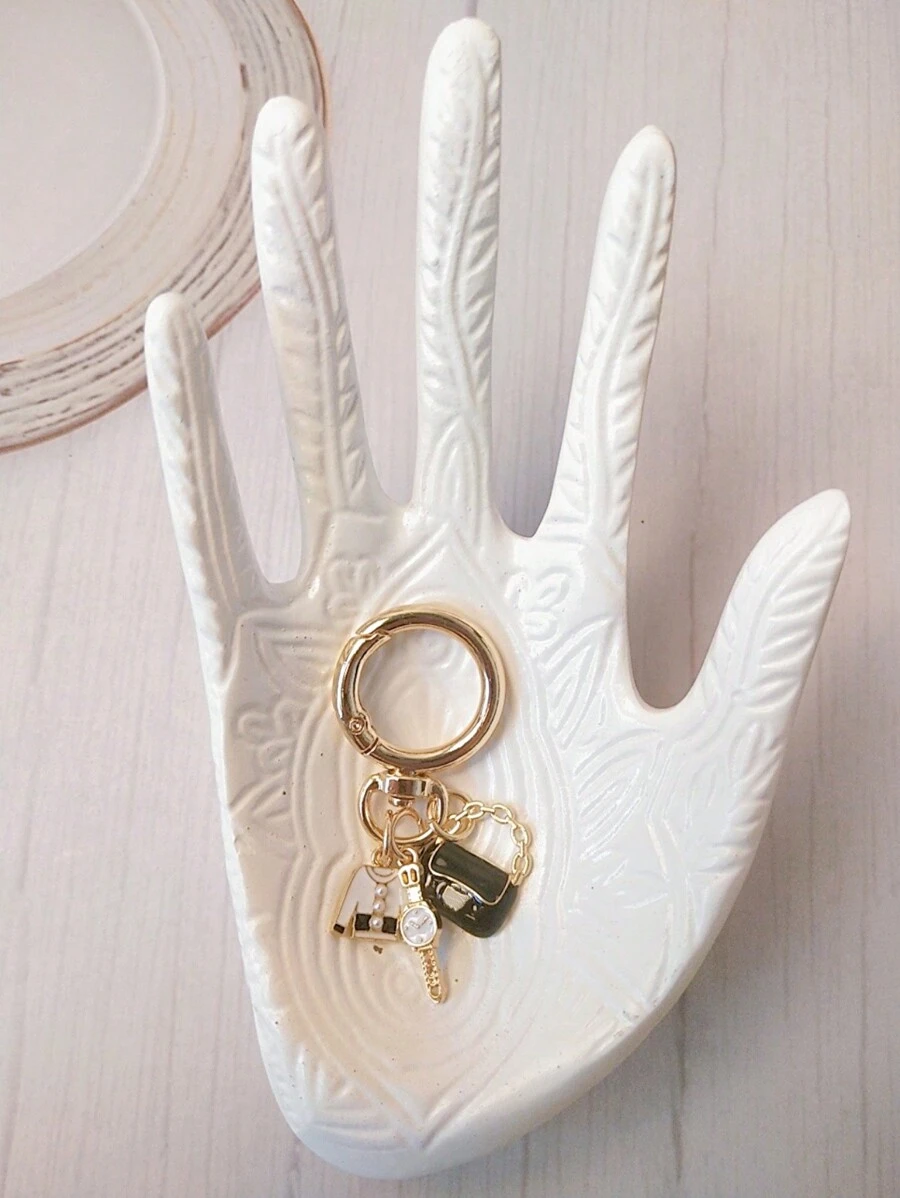 HAILIAN 1入合金材質女式手錶/手提包/服裝/鑰匙扣配飾，適用於鑰匙扣，手提包裝飾，汽車鑰匙扣，禮物，最好的朋友，情侶和包配對。 - 白色 - 查看 1