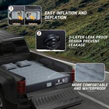 Umbrauto Truck Bed Inflatable Air Mattress For 5.5'-5.8' Full Size Pickup Truck Tent Air Beds With Built-In Rechargeable Electric Air Pump For Outdoor Camping - 灰色 - 查看 5