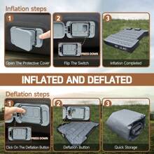 Umbrauto Truck Bed Inflatable Air Mattress For 5.5'-5.8' Full Size Pickup Truck Tent Air Beds With Built-In Rechargeable Electric Air Pump For Outdoor Camping - 灰色 - 查看 3
