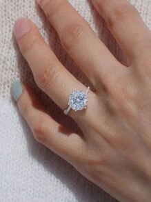 1pc 1 Carat Diamond Engagement Ring, S925 Sterling Silver Round Commitment Ring, Eternal Ring, Anniversary Luxury Ring, Bridal Wedding Jewelry Gift