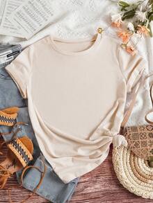 Personalized Thanksgiving/Christmas Gift, Custom Women's T-Shirt - Add Your Own Text/Image (Badge/Company Logo/Family Photo/Selfie) To Design Your Own Customized Printed T-Shirt - Apricot - View 3