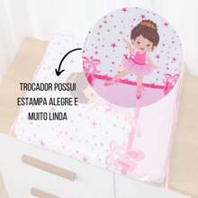 Trocador de Fraldas Bebê Para Cômoda e Berço Com Capa Plástica Menino Menina - Bailarina Encantada - Visão 7