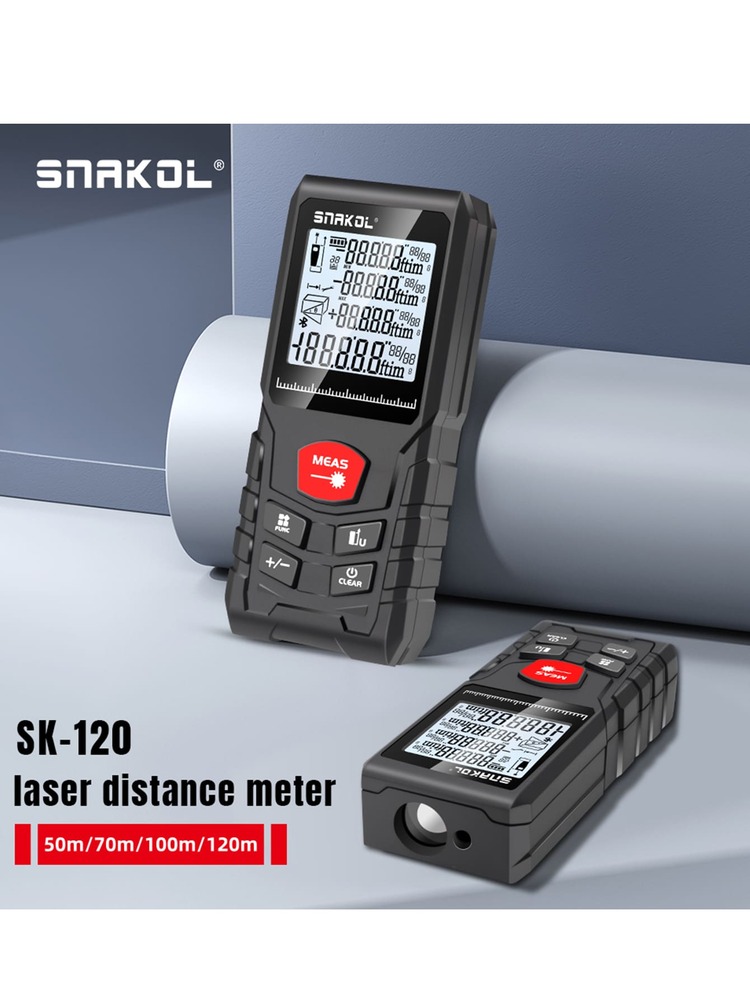 1 Set Snakol Laser Distance Meter 40m 50m 70m 100m 120m Rangefinder Digital Range Finder Trena Roulette Ruler Distance Measuring Tape - Black - View 3