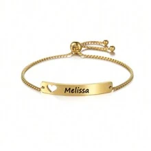 Silver Hollow Butterfly Carved Bracelet, Unisex, DIY Customized Carved Bracelet Set, Stainless Steel Material, High-Quality Curved Brand Customized Bracelet - Gold Heart Bracelet - View 5