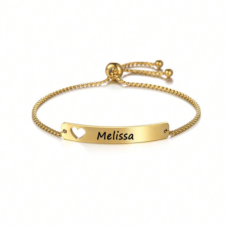 Silver Hollow Butterfly Carved Bracelet, Unisex, DIY Customized Carved Bracelet Set, Stainless Steel Material, High-Quality Curved Brand Customized Bracelet - Gold Heart Bracelet - View 5