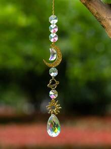 1Pc/3Pcs Gold Planet Galaxy Crystal Wind Chime Sun Catcher Star Moon Lighting Pendant Suitable For Home Garden Hanging Decoration Holiday Party Girl Gift,Home Decor ,Room Decor,Wall Decor Gifts Birthday Graduation