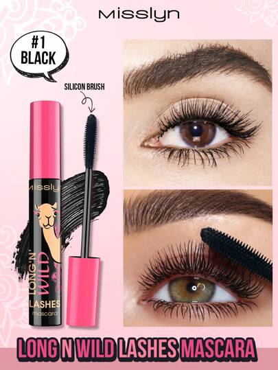  MISSLYN 长效浓密睫毛膏，打造自然到狂野的妆效，纤长浓密，呈现扇形美睫，乳霜质地，丰盈、纤长、定型、卷翘、倍增，无限延长，品牌美妆，面部彩妆，女士及女孩适用，冬季必备，Y2K 风格，时尚潮流，生日礼物、情人节礼物、派对必备、新年礼物，最佳颜色，纯素且无动物实验