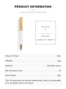 Versace Calipso Ballpoint Pen Whie Gold Ball Point Blue Ink Pen Luxury Designer With Medusa And Greek Key Engraved Logo,Gift For Unisex VRS700723 Back To School - White - View 3