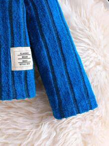 2 件装女婴休闲长袖上衣和时尚喇叭裤套装，春秋季 - 寶藍色 - 查看 6