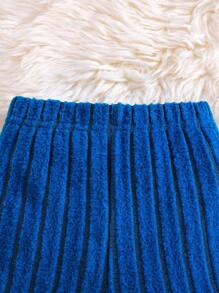 2 件装女婴休闲长袖上衣和时尚喇叭裤套装，春秋季 - 寶藍色 - 查看 5