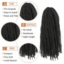 1Pack Twist Braiding Hair  Twist Hair Long  Twist Hair  Afro Kinky Curly Twist Crochet Hair Synthetic Marley Hair Extensions - Black - View 3
