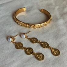 Neues Ins Vintage Edelstahl Stern und Mond Armband Ohrringe für Frauen Mädchen Mode Augen Armreif Schmuck Geschenk