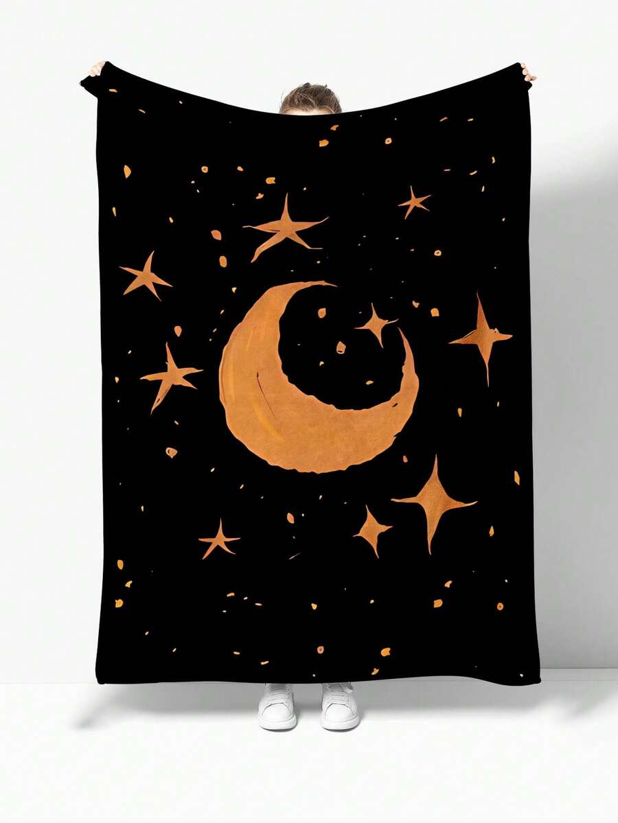 1入組法蘭絨毯子，夜空印花毯子，適用於沙發、辦公室、床上、露營、旅行等，柔軟暖和，適合所有季節使用 - 彩色 - 查看 1