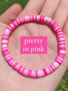 1 Peça Pulseira de Argila Simples com Contas | Pulseira de Verão Preppy | Pulseira Elástica com Contas Heishi | Joias de Garota Coco | Brilhante, Pastel, (Pode haver ligeira variação de cor) - Colorida - Visão 11