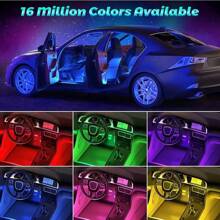 Car LED Lights Smart Interior Lights With App Control 72 LED 16 Million Colors With APP And Remote Control Music Sync Color Change RGB For LED Lighting Kits For Car With Car Charger DC 12V Car Accessories Car Must Haves Accesorios Para El Carro Car Decor