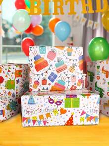 4pcs - Gift Wrapping Paper, 1 Different Style Birthday Gift Wrapping Paper For Birthday Gift Wrapping, Party Decoration, Birthday Bouquet Wrapping, Waterproof Birthday Wrapping Paper For DIY Crafts (19.7 X 27.6 Inches Per Page) - Multicolor - View 6