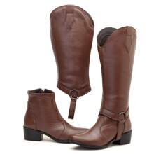 Women Mid-Calf Boots - Coffee Brown - View 2
