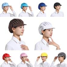 Simple And Breathable Dust-Proof Hat, Solid Color, Half Mesh, Short Brim, Pink And Blue, Multi-Color, One Size Fits All, Elastic Hat Ring, Suitable For Men And Women, Factory Cafeteria Anti Fouling Hat