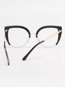 Nouvelle monture de lunettes style œil de chat européen et américain pour femmes, lunettes mode et uniques pour la rue. Accessoires de lunettes à verres plano pour femmes - Noir - Voir 6
