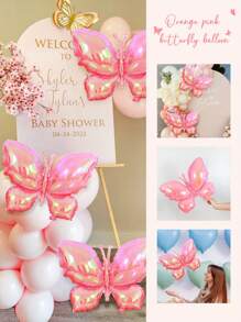 4 pezzi palloncini a forma di farfalla degradante rosa, palloncini in alluminio rosa e poliestere per feste a tema farfalla, addio al nubilato, matrimonio, compleanno, festa di nascità e altri occasioni, Natale - Multicolore - Visualizzare 5