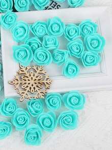 500pcs Artificial Rose Flower Heads,Green Purple Red Mini Foam Rose Bulk Fake Flower For DIY Crafts Wedding Bouquets Baby Shower Centerpieces Floral Arrangements Tables Home Decorations For Wedding Decoration, Valentine'S Day Decor, Birthday Decor, Anniversary Decor, Holiday Decor, Graduation Decoration, Party Decor Supplies - 薄荷藍 - 查看 5