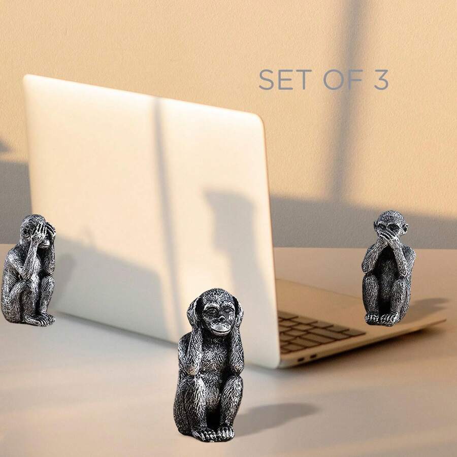 Bộ Tượng 3 Chú Khỉ Thông Thái - Nghe Không Ác Thấy Không Ác Nói Không Ác - Tượng Khỉ Nhựa Trang Trí Văn Phòng Và Gia Đình - Tùy Chọn Quà Tặng Đáng Nhớ - Nhiều màu - Xem 1