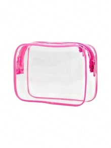 Bộ 3 túi đựng mỹ phẩm trong suốt, chống thấm nước, unisex, cần thiết cho kỳ nghỉ hè và du lịch - Nhẹ, nhiều màu (Hồng, Đen, Trắng, Đỏ hồng), túi du lịch đa chức năng có khóa kéo, có thể đựng đồ dùng vệ sinh cá nhân và phụ kiện của nữ, cũng thích hợp làm túi đựng đồ du lịch, túi trang điểm, túi đi biển, túi đựng mỹ phẩm. - Màu Hồng Tươi - Xem 11