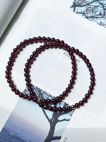 1 pieza Pulsera de Granate con pequeñas partículas de piedra natural de moda adecuada para mujeres vestir - 4-5 mm/0,16-0,19 pulgadas - Ver 8