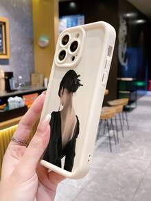Mobile Phone Case With One Girl's Backless Pattern, Anti-Fingerprint Sand-Colored Finish, Compatible With Apple/Samsung/Xiaomi/Redmi/Infinix/Vivo/Oppo - Beige - View 2