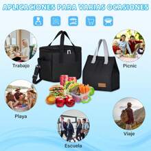 Loncheras para Mujer y Hombre 2 PCS Lonchera Aislada Reutilizable para Adulto Bolsa de Almuerzo de Gran Capacidad con Correa para el Hombro, para el Trabajo de Picnic Oficina Escuela