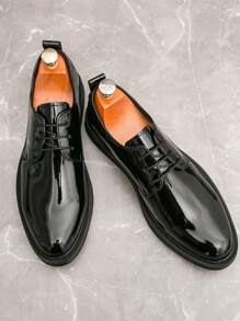 New Men's Dress Shoes, Solid Color, Fashionable, Suitable For Weddings, Banquets, And Casual Wear, Fashionable And Versatile, Non-Slip, Wear-Resistant, Patent Leather Loafers, White Shoes