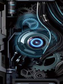 One High-Tech Fantasy Gear Pattern Fingerprint Resistant Black Sand Mobile Phone Case Compatible With Apple/Samsung/Xiaomi/Redmi/Infinix/Vivo/Oppo - Black - View 6