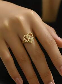 1 chiếc nhẫn sáng tạo cổ điển 26 chữ cái có thể điều chỉnh, phong cách châu Âu và Mỹ, phù hợp cho các cặp đôi - Vàng - Xem 2