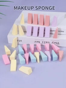 50个装化妆海绵粉扑，化妆海绵，散粉扑，干湿两用化妆海绵 - 彩色 - 查看 1