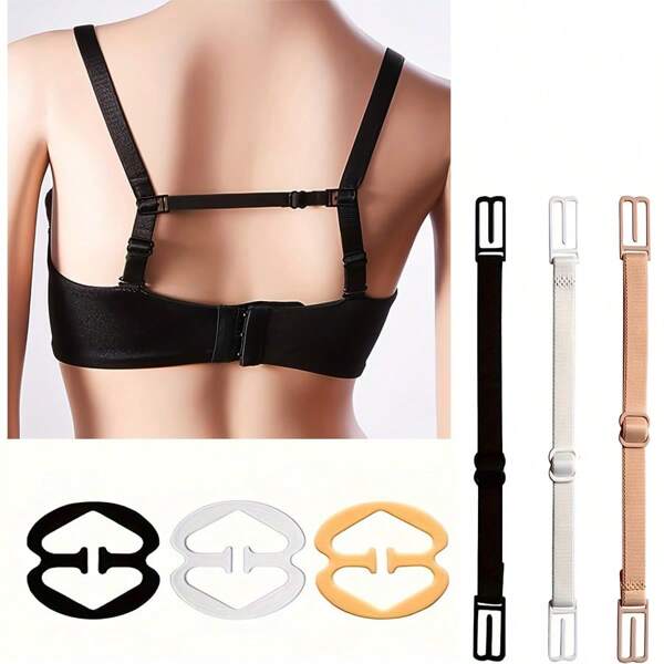 Set de clips invisibles para tirantes de sujetador, hebillas antideslizantes para esconder tirantes de sujetador y tirantes elásticos ajustables, accesorios de ropa interior y lencería para mujeres