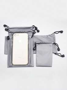 1/2/3 Túi Bảo Quản Mềm Màu Trơn Cho Sạc Dự Phòng USB Bộ Sạc Túi Mềm Dành Cho Pin Ngoài Powerbank Gậy Chụp Hình Di Động Tai Nghe Ngân Hàng Điện Túi Lưu Trữ Ổ Cứng USB Để Đi Du Lịch Đi Ra Ngoài - Màu xám đen - Xem 8