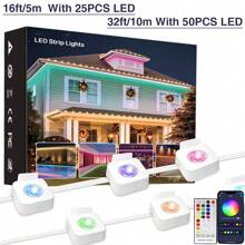 HBOWMDJIA Smart RGBIC Eaves Lights With Music Sync, APP Control And AAA Battery 44Keys Romote, For Home Decor, Party, Festival, LED Lights For Room