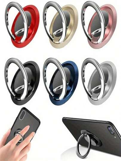 1pc 360 Rotating Finger Ring Phone Holder Mount Back Sticker Magnetic Wireless Charger Friendly Compatible With IPhone, Android Phone, Gift For Birthday, Family, Friends Finger Ring Holder, Phone Grip, Phone Accessories