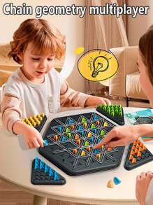 1pc Children Tabletop Game Triangle Chain Game Pieces, Intelligence Development Puzzle Toy, Interactive Parent-Child Game Board, Children's Festival Gift - Black - View 2