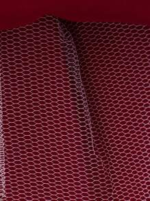 Baby Girls' Solid Color Mesh Sleeveless Wide Strap 3D Floral Elegantc Flower Girl Dress For Wedding Party, Headband Not Included - Burgundy - View 9