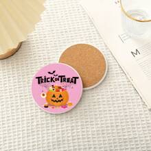 1 件陶瓷软木杯垫，万圣节彩绘设计，耐热、防水、防烫杯垫，简约节日礼物，艺术家居装饰，万圣节装饰，家居装饰万圣节派对 - 彩色 - 查看 16