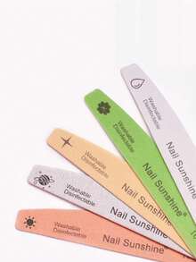 5pcs Crescent-Shaped Shaped Nail File, Double-Sided Nail Buffer, Nail Care Tools - Multicolor - View 4