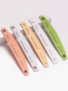 5pcs Crescent-Shaped Shaped Nail File, Double-Sided Nail Buffer, Nail Care Tools - Multicolor - View 3