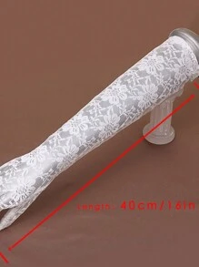 女士经典手指手套性感白色长款菊花图案新娘手套派对臂套驾驶防晒袖套 1 件万圣节 - 白色 - 查看 5