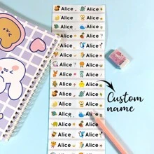 100pcs Custom Name Stickers For School Stationery, Various Cartoon Animal Labels, Waterproof Personalized Labels - Multicolor - View 2